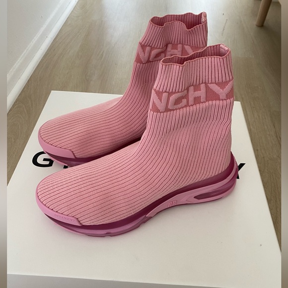 NEW! Givenchy Pink Logo Sock Sneaker - Picture 4 of 6